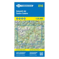 Tabacco Karte 16 Dolomiti del Centro Cadore 1:25.000 mit Skirouten