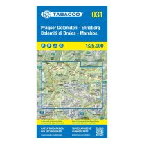 Tabacco Karte 31 Pragser Dolomiten / Dolomiti Di Braies – Marebbe 1:25.000 mit Skirouten