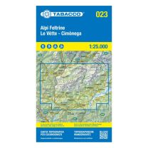 Tabacco Karte 23 Alpi Feltrine Le Vètte – Cimònega 1:25.000 mit Skirouten